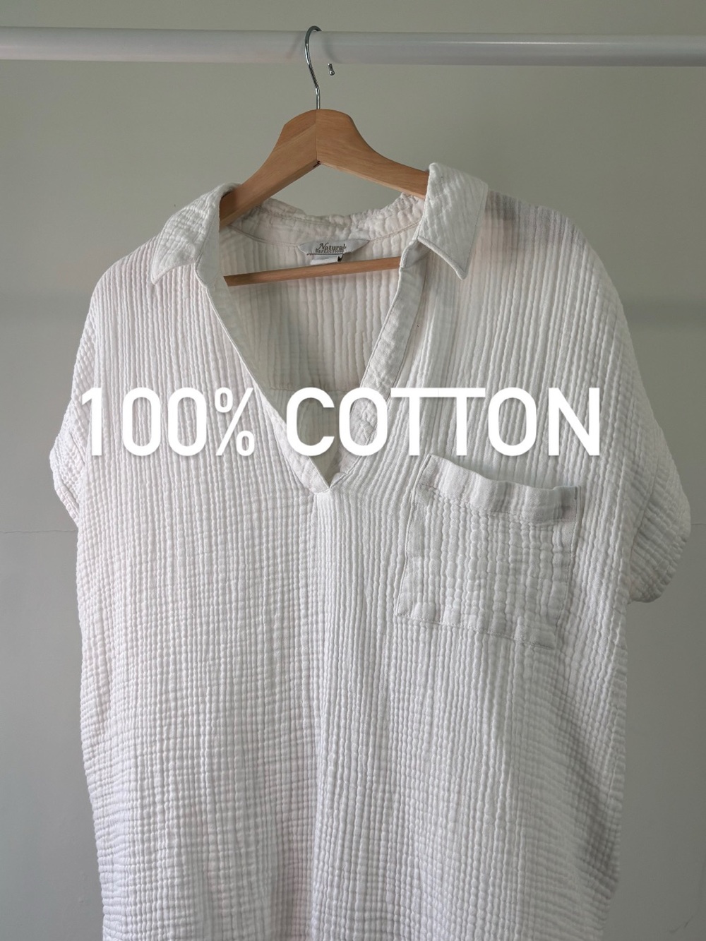 Natural Reflections White Short-Sleeve Button-Down | 100% cotton gauze